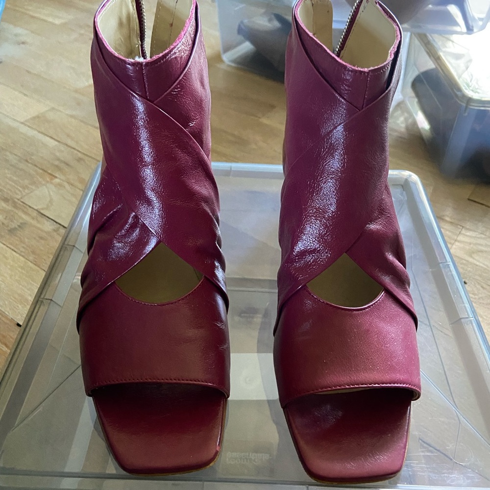 RED PEEP TOE BOOTIE